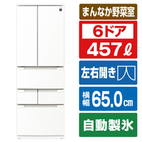 SHARP 【フレンチドア】457L 6ドア冷蔵庫 FiT63cmシリーズ ラスティックホワイト SJ-MF46P-W